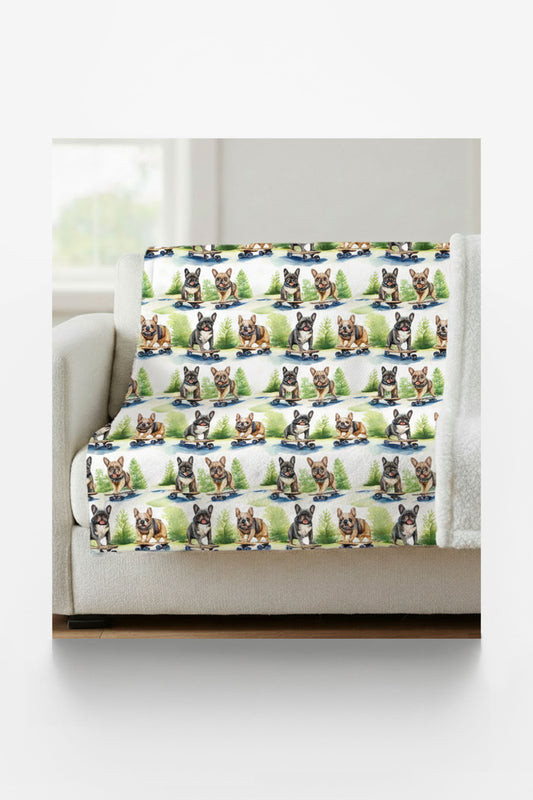 Frenchie Street Skates Sherpa Blanket