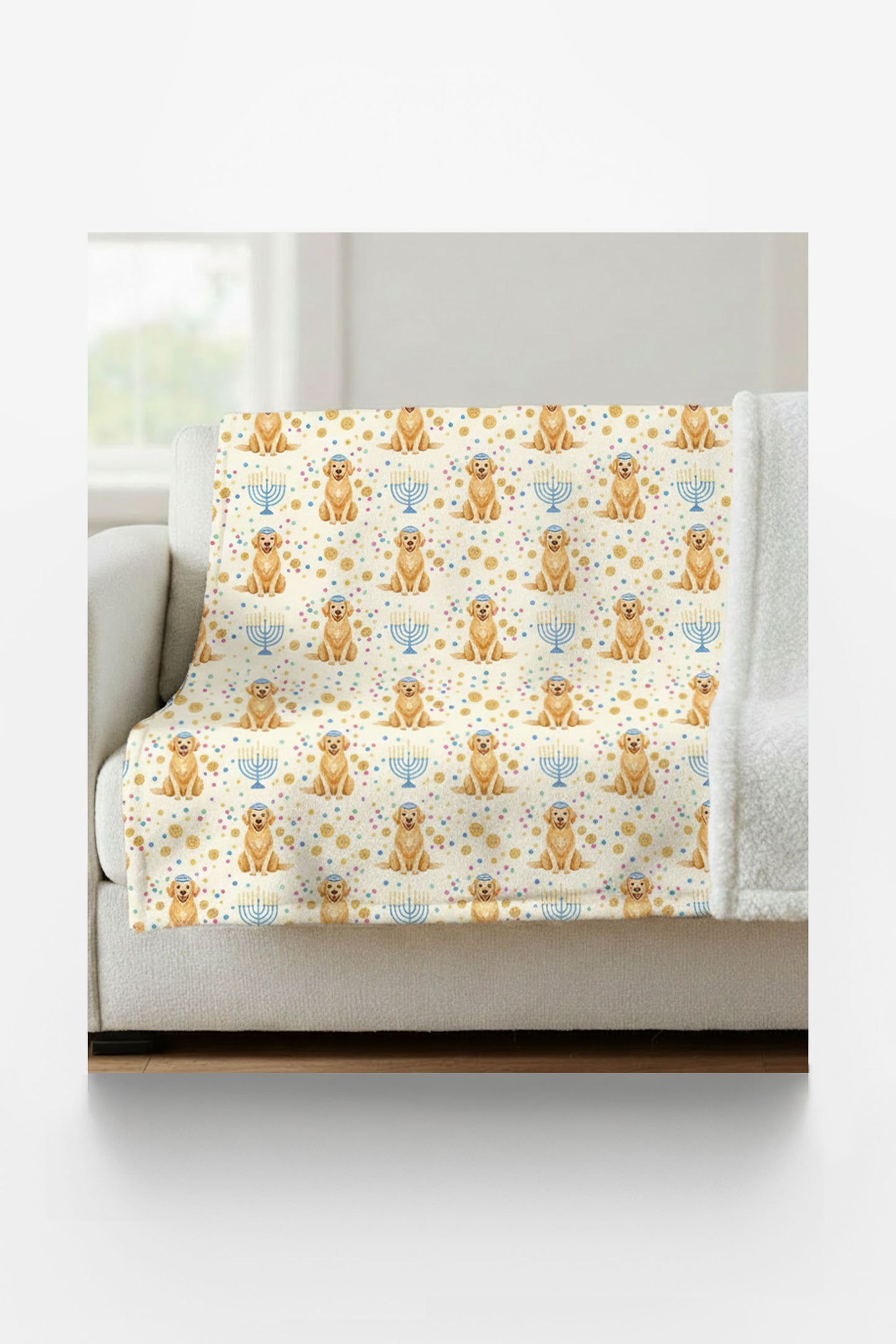 Golden Hanukkah Joy Sherpa Blanket
