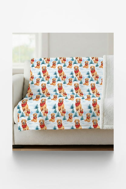 Snowbound Goldens Sherpa Blanket