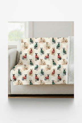 Italian Greyhound Holiday Sweaters Sherpa Blanket - London Penny Gift Wrap