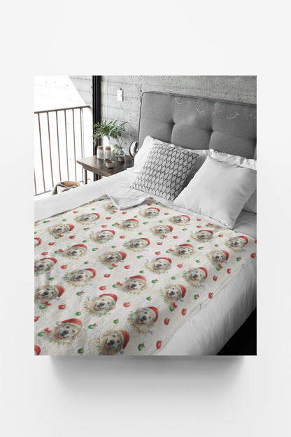 Golden Glow Christmas Sherpa Blanket