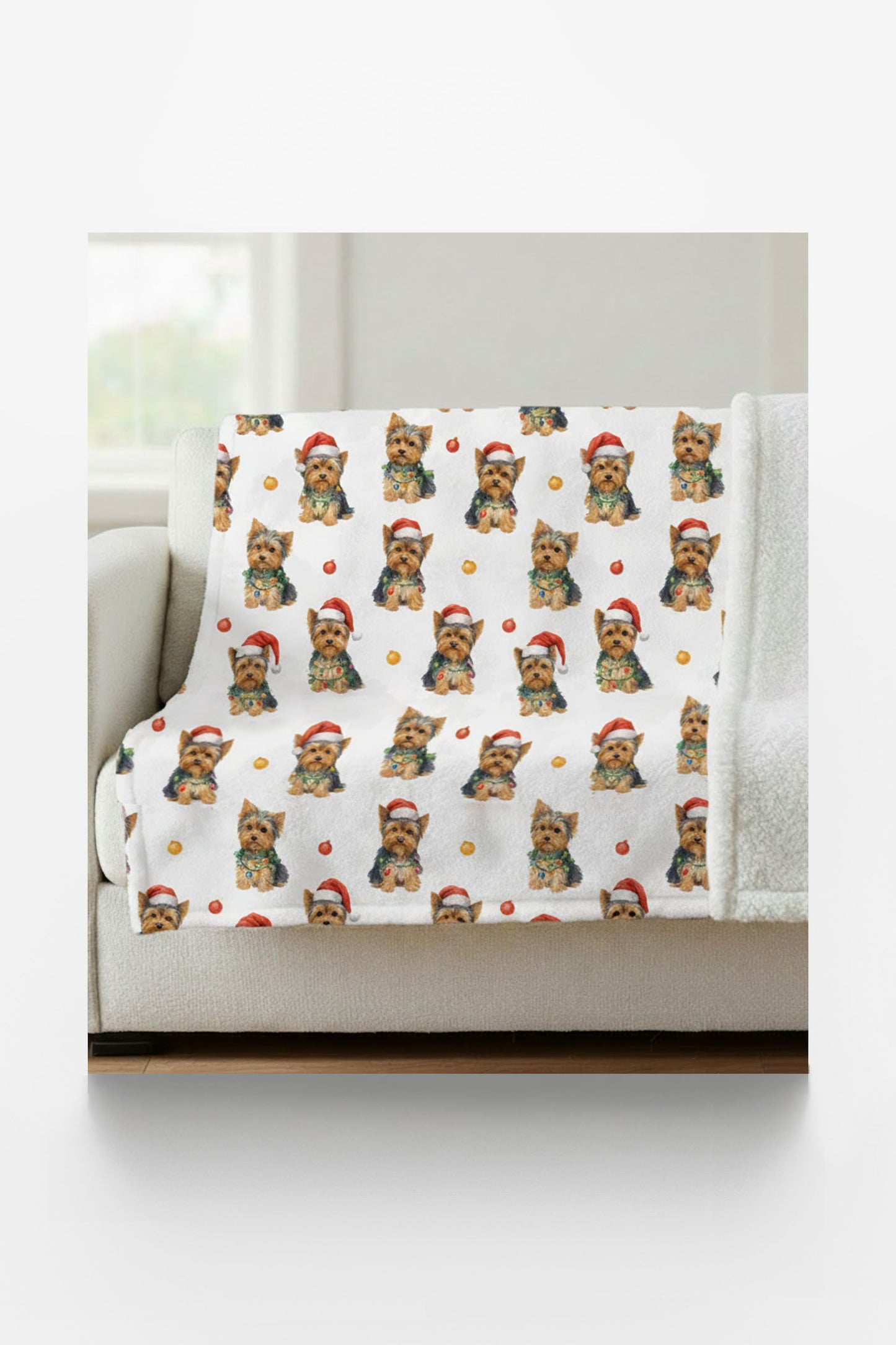 Santa's Little Yorkie Sherpa Blanket