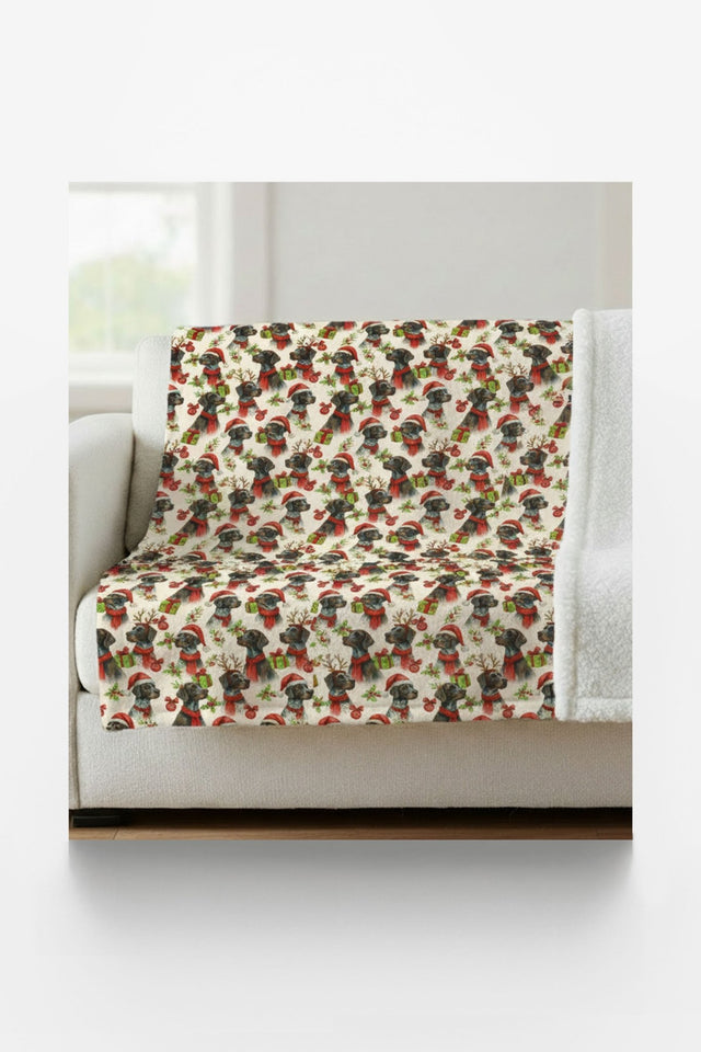 Mistletoe & Pointer Toes Sherpa Blanket - London Penny Gift Wrap