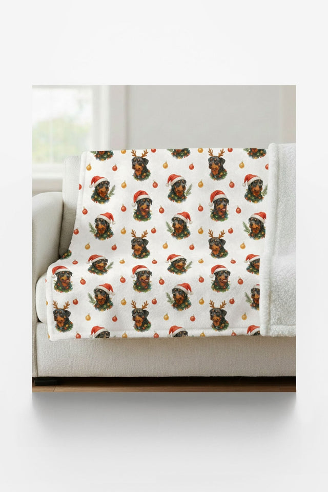 Winter Watch Rottweiler Sherpa Blanket - London Penny Gift Wrap