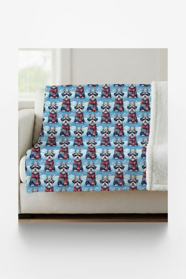Scarved Schnauzer Cheer Sherpa Blanket - London Penny Gift Wrap