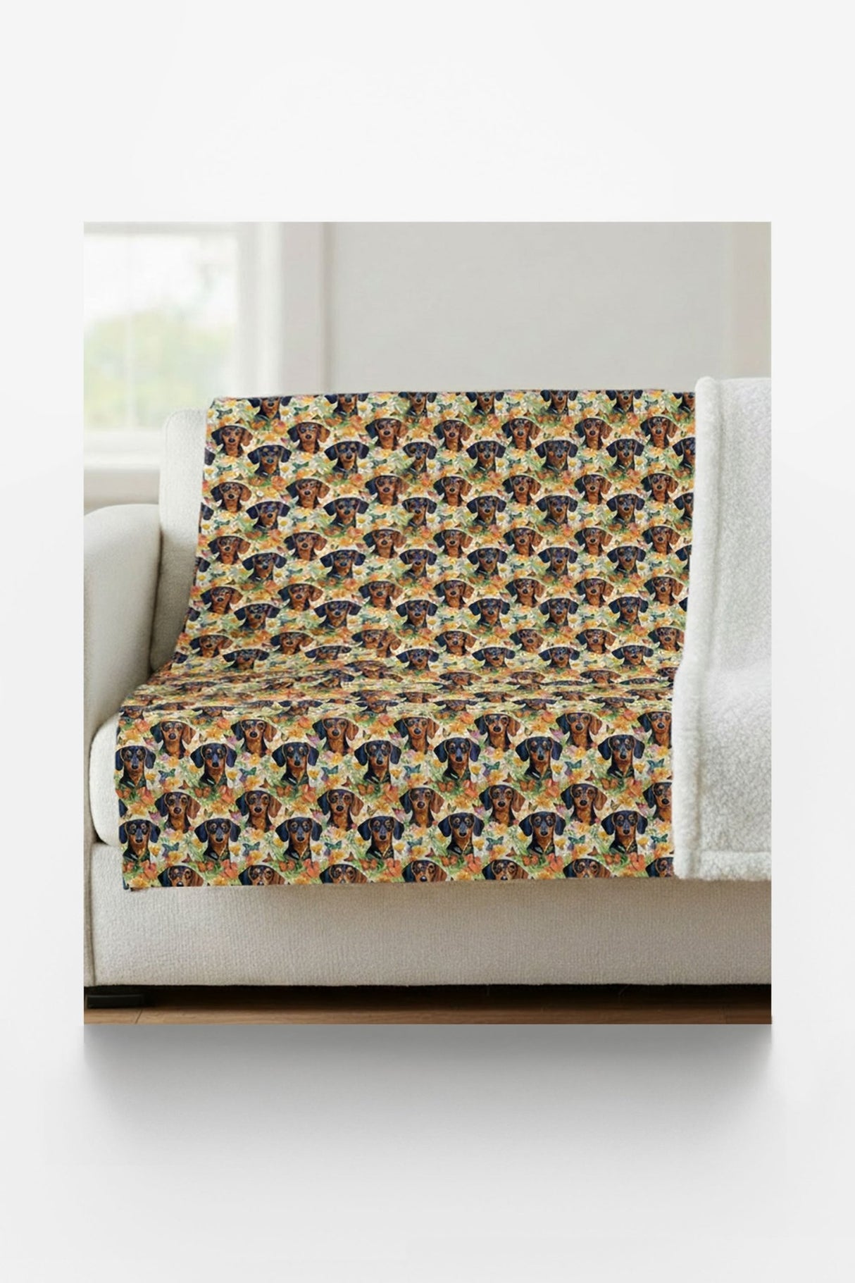 Dachshund Garden Party Sherpa Blanket - London Penny Gift Wrap