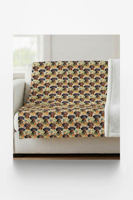 Dachshund Garden Party Sherpa Blanket - London Penny Gift Wrap