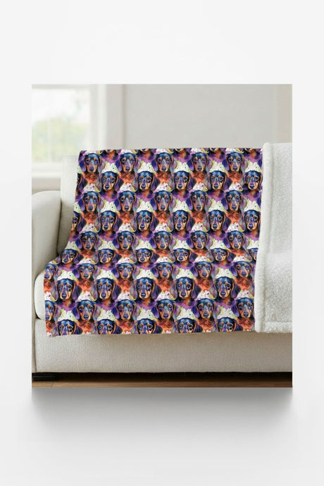 The Dashing Dachshund Sherpa Blanket - London Penny Gift Wrap