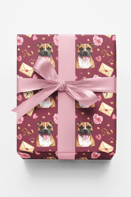 Valentine’s Staffy Sweethearts Wrapping Paper - London Penny Gift Wrap