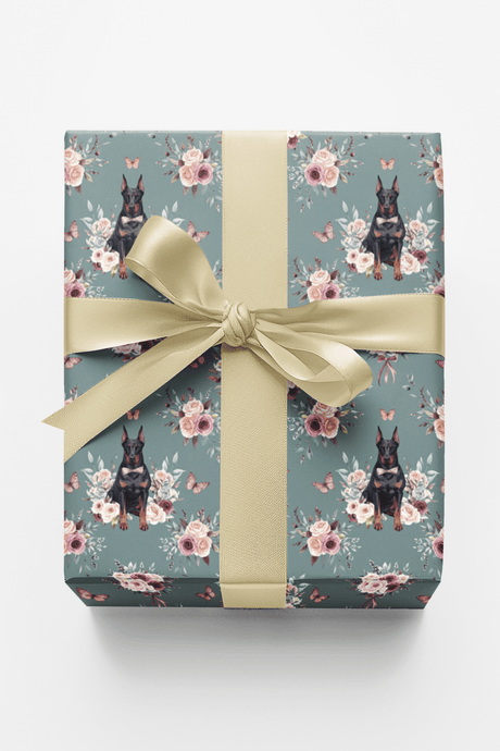Doberman Garden Party Wrapping Paper - London Penny Gift Wrap