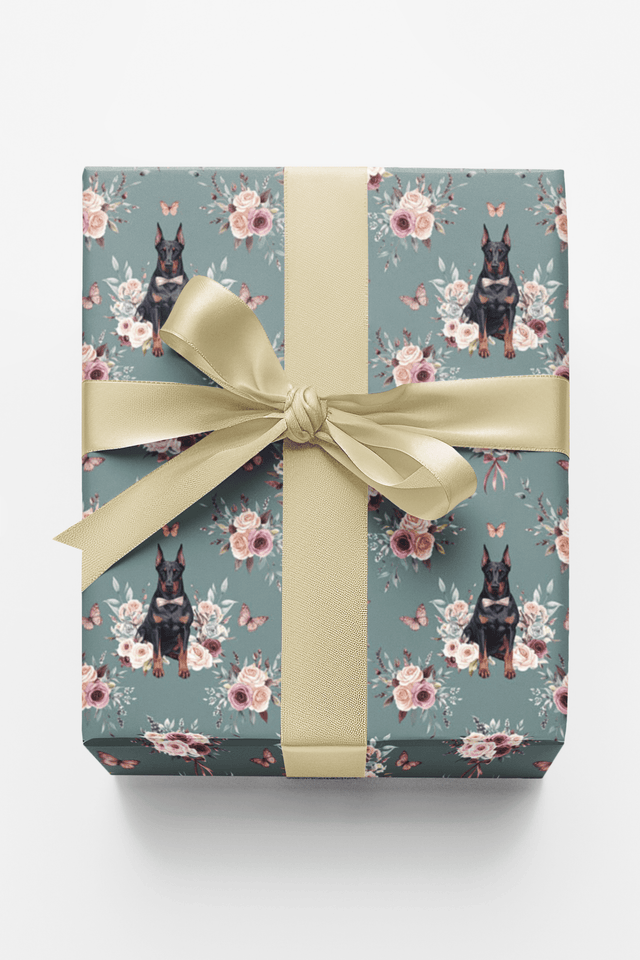Doberman Garden Party Wrapping Paper - London Penny Gift Wrap