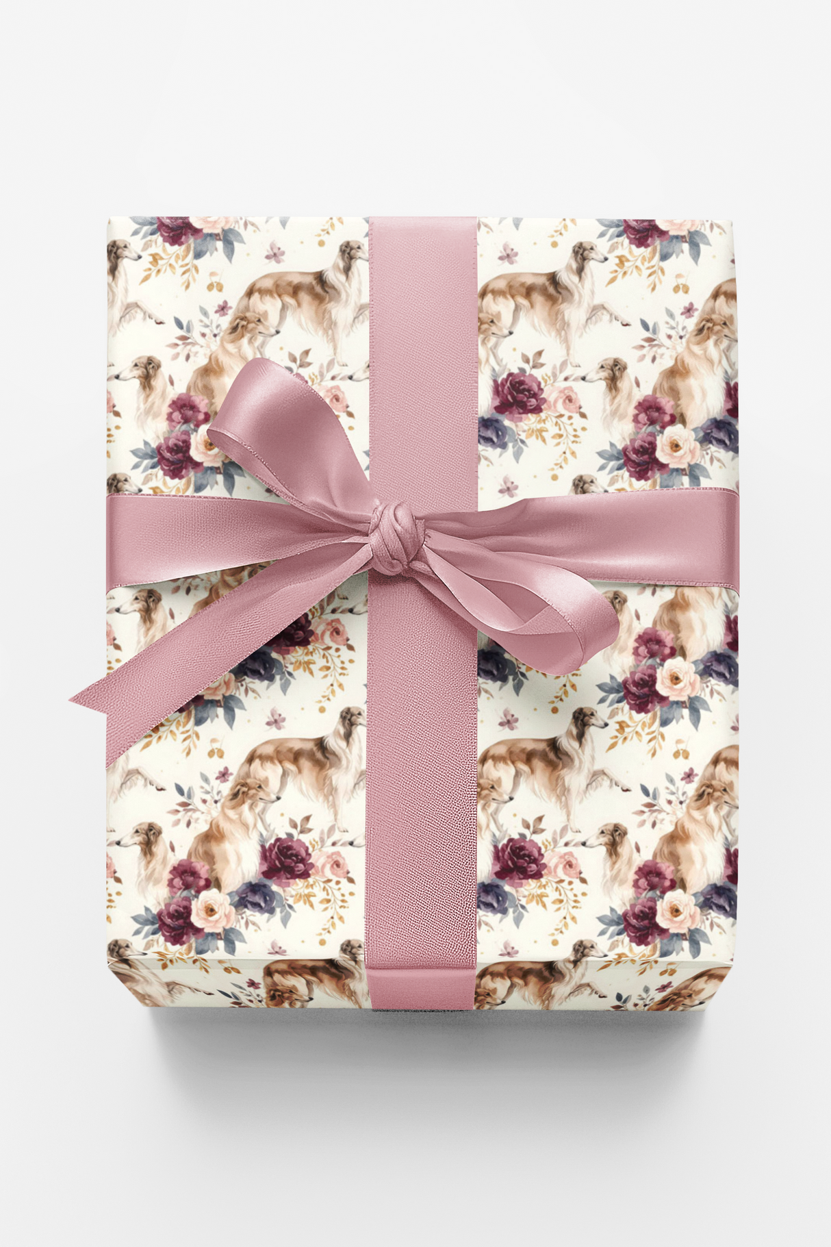 Borzoi & Russian Floral Motif Wrapping Paper