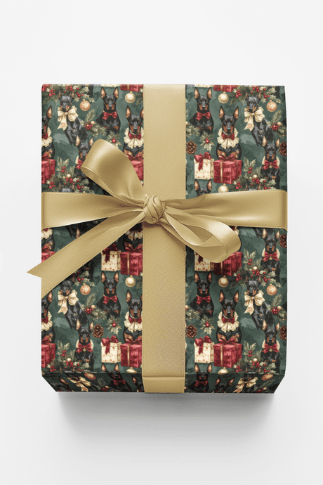 Antique Christmas Doberman Wrapping Paper - London Penny Gift Wrap