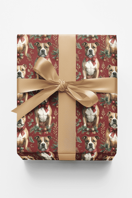 Cozy Christmas Staffies Wrapping Paper - London Penny Gift Wrap