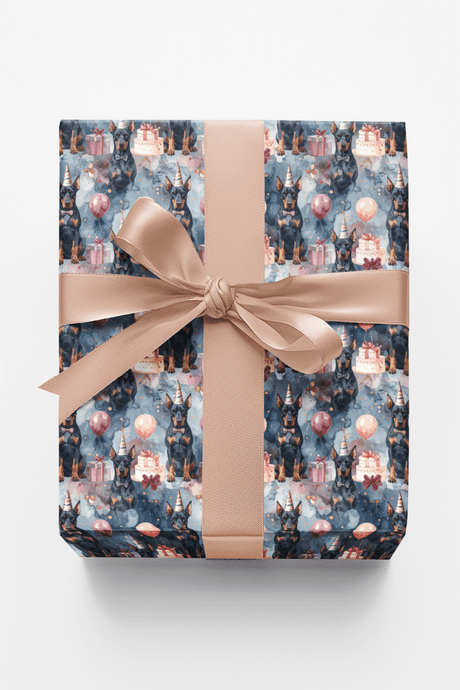 Elegant Birthday Dobermans Wrapping Paper - London Penny Gift Wrap