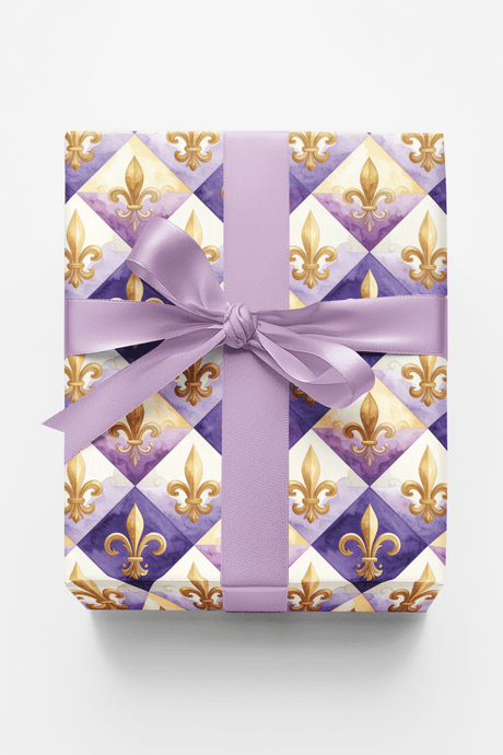 Fleur-de-Lis & Royal Medallion Wrapping Paper - London Penny Gift Wrap