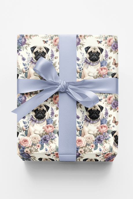 Mother’s Day Pug Bouquet Wrapping Paper - London Penny Gift Wrap