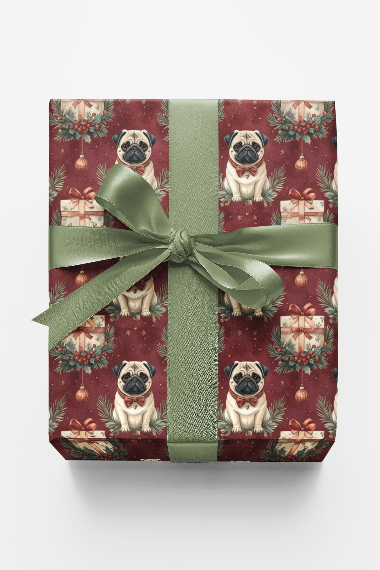 Victorian Christmas Pugs Wrapping Paper