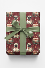 Victorian Christmas Pugs Wrapping Paper