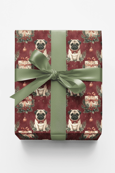 Victorian Christmas Pugs Wrapping Paper - London Penny Gift Wrap