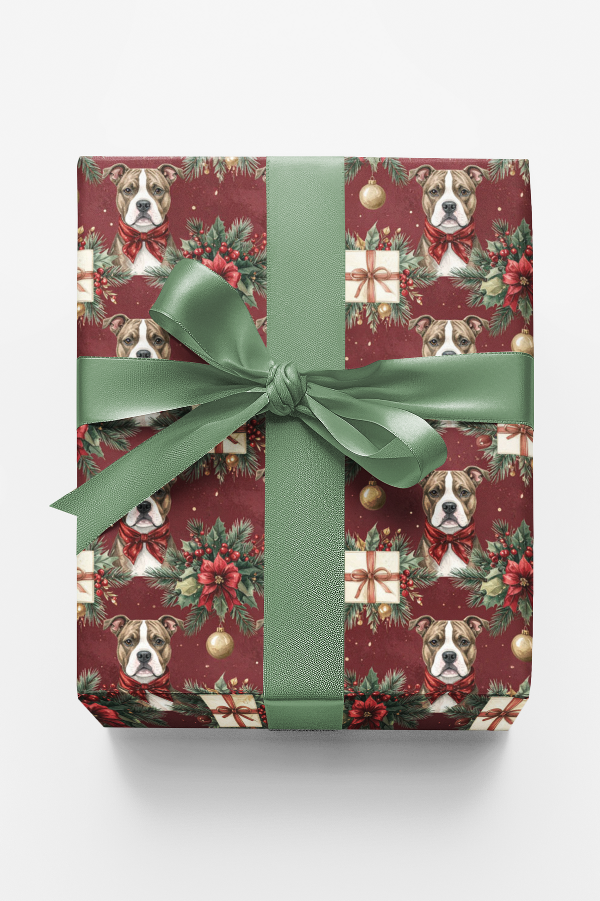 Traditional Christmas Staffies Wrapping Paper