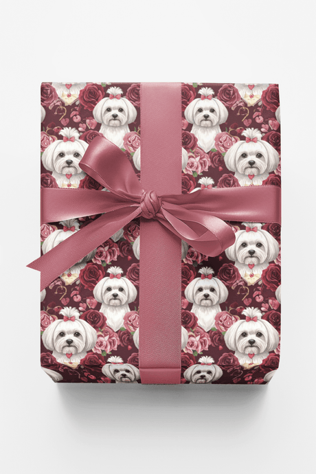 Romantic Valentine’s Maltese Wrapping Paper - London Penny Gift Wrap