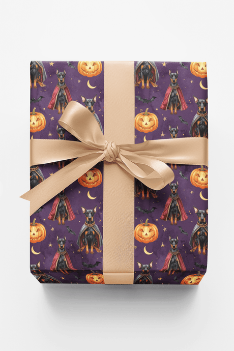 Gothic Halloween Dobermans Wrapping Paper - London Penny Gift Wrap