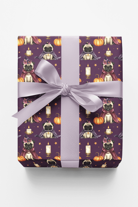Spooky Gothic Pug Wrapping Paper - London Penny Gift Wrap
