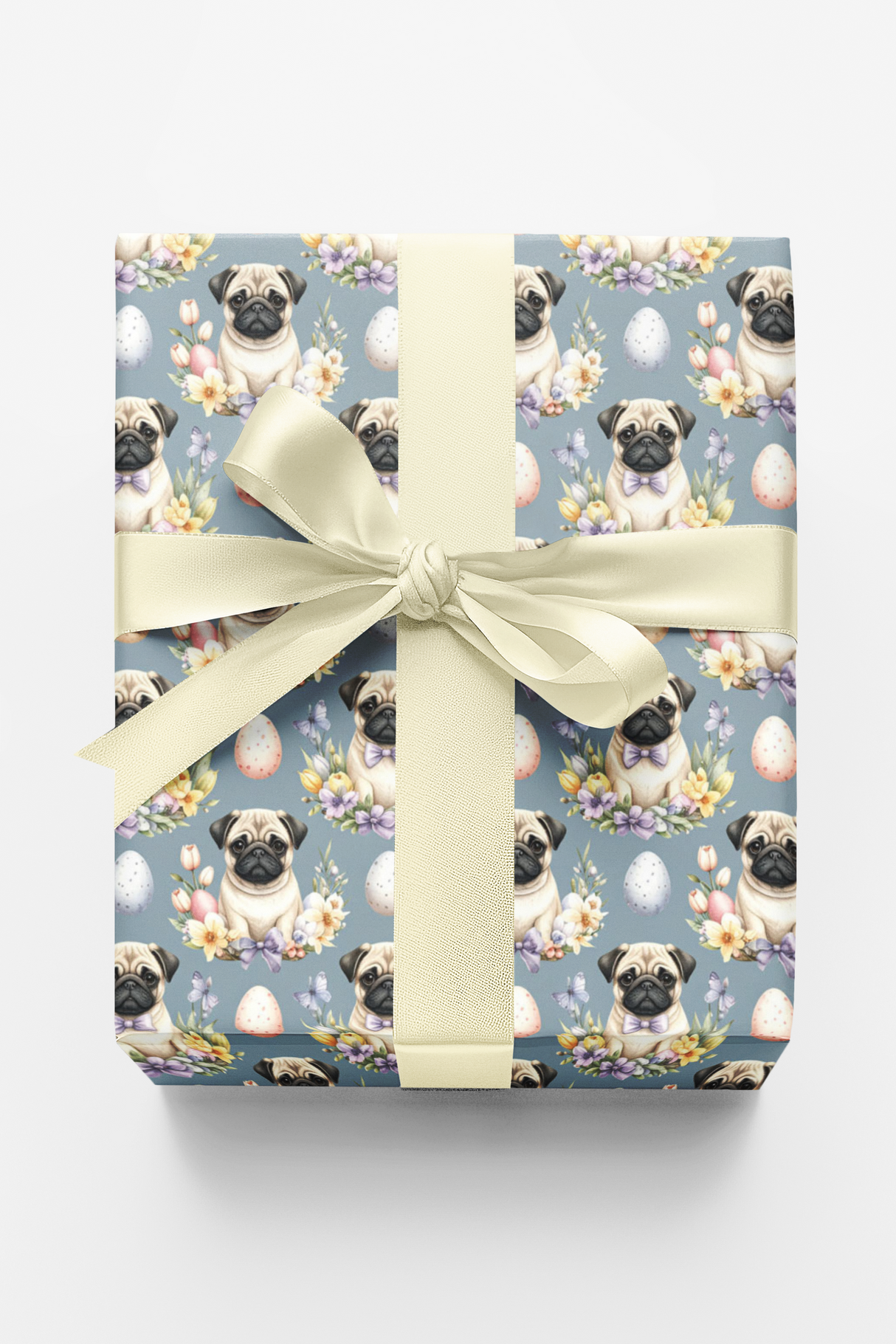 Easter Blooms Pug Wrapping Paper