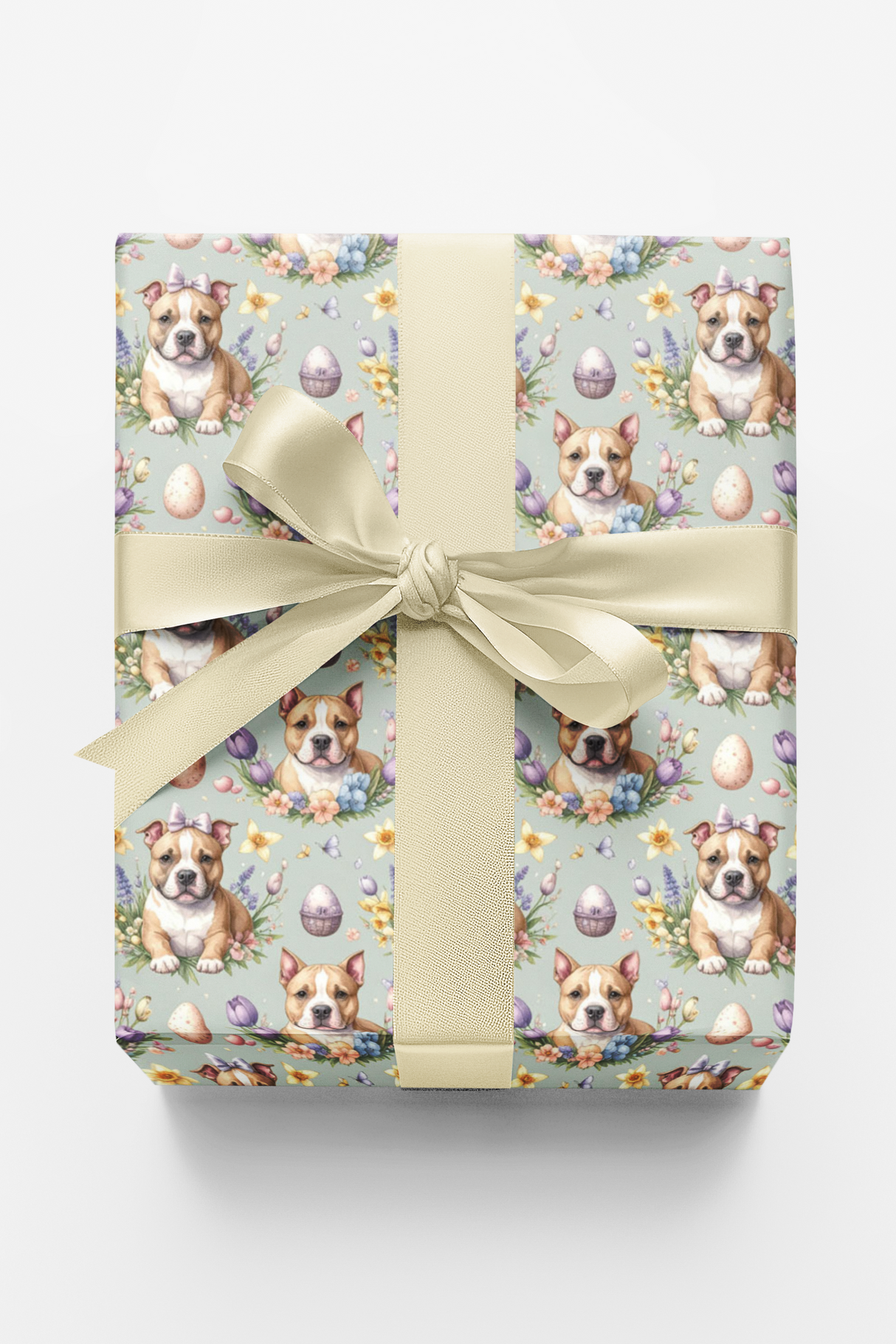 Easter Staffy Garden Wrapping Paper