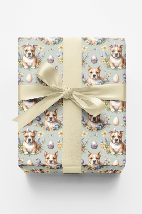 Easter Staffy Garden Wrapping Paper - London Penny Gift Wrap