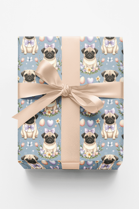 Pastel Easter Pugs Wrapping Paper - London Penny Gift Wrap