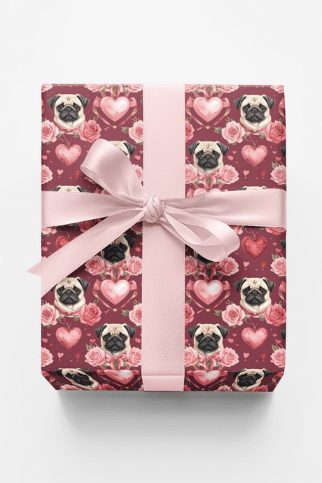 Valentine’s Pug Sweethearts Wrapping Paper - London Penny Gift Wrap