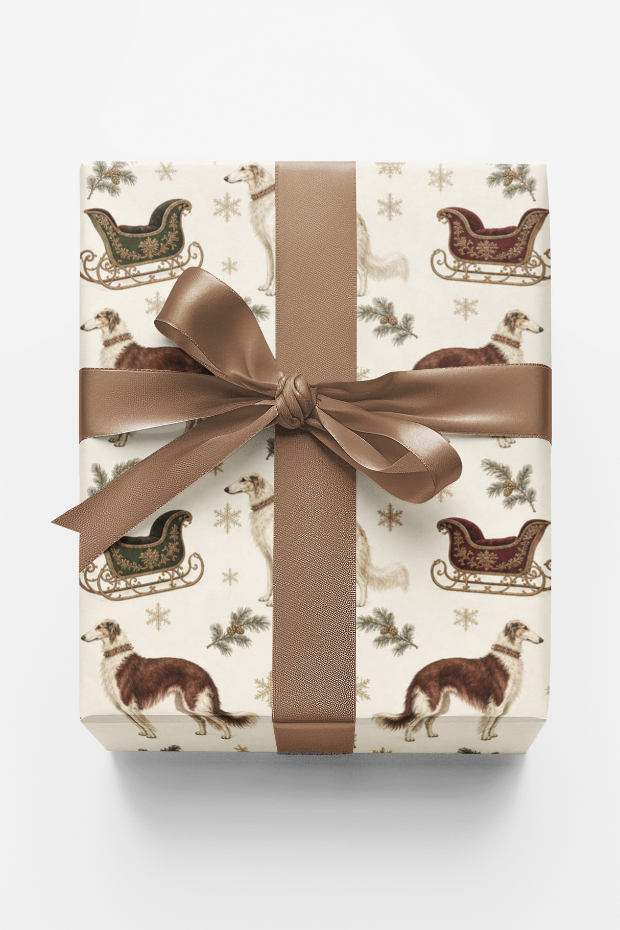 Winter Sled Borzoi Wrapping Paper