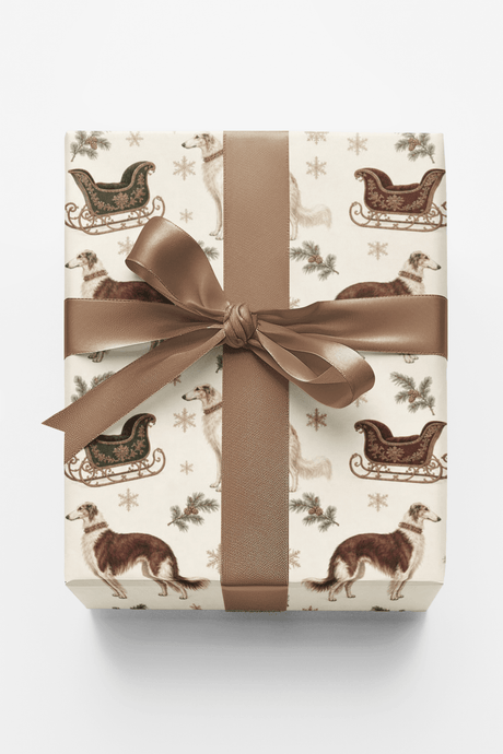 Winter Sled Borzoi Wrapping Paper - London Penny Gift Wrap