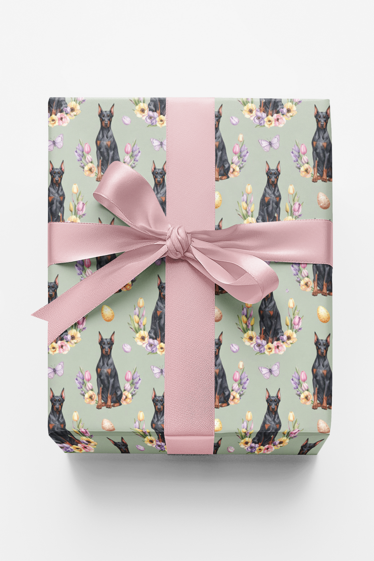 Easter Blooms Doberman Wrapping Paper