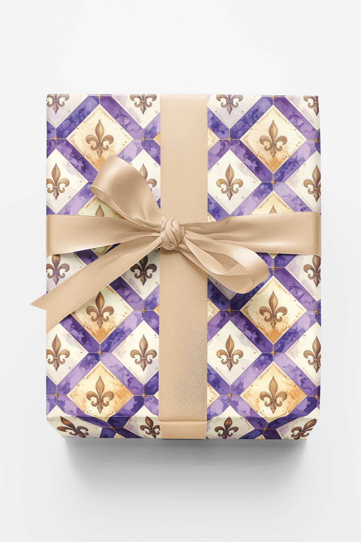 Purple Fleur-de-Lis Lattice Wrapping Paper