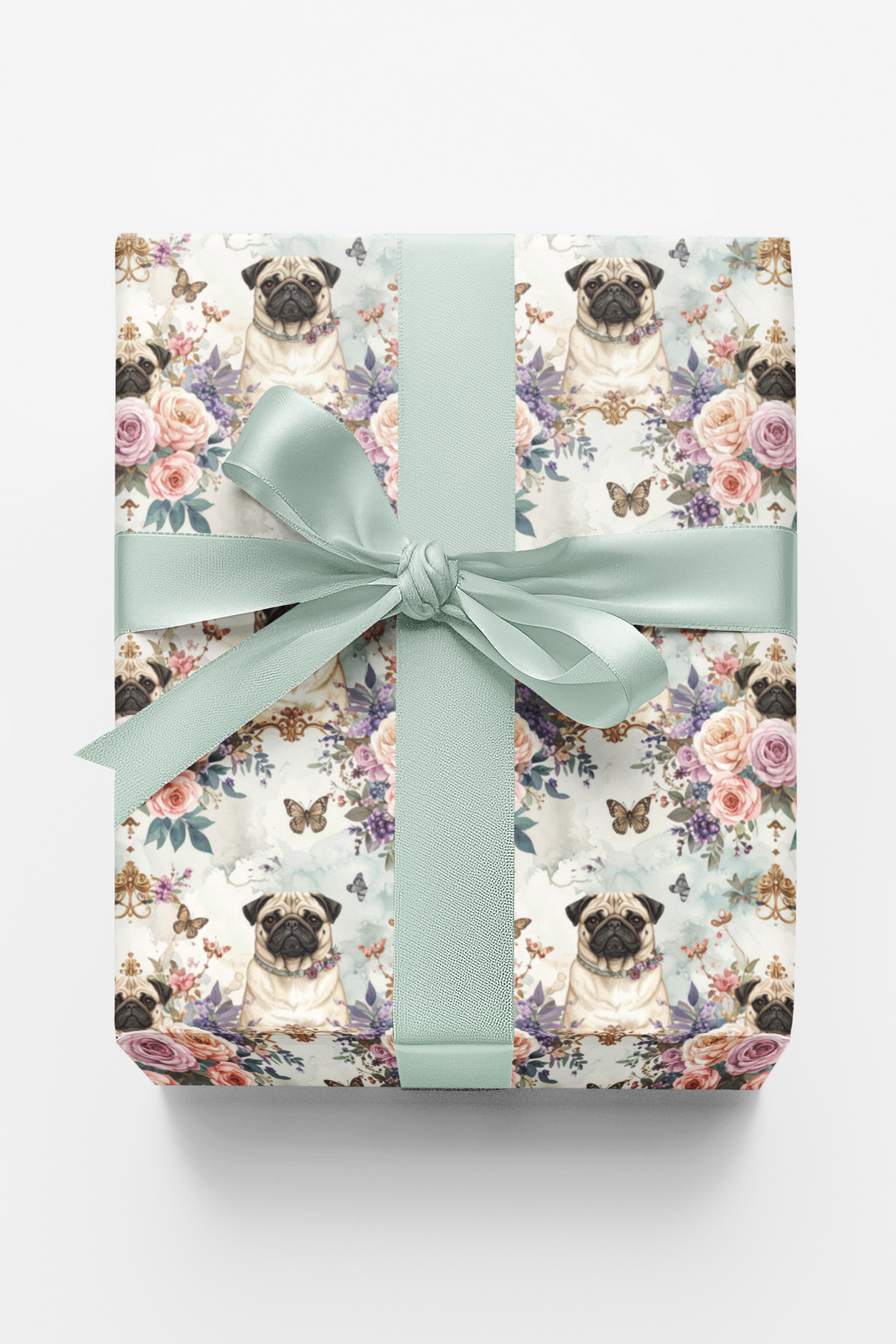 Pug Garden Party Wrapping Paper
