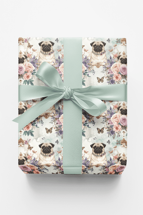 Pug Garden Party Wrapping Paper - London Penny Gift Wrap