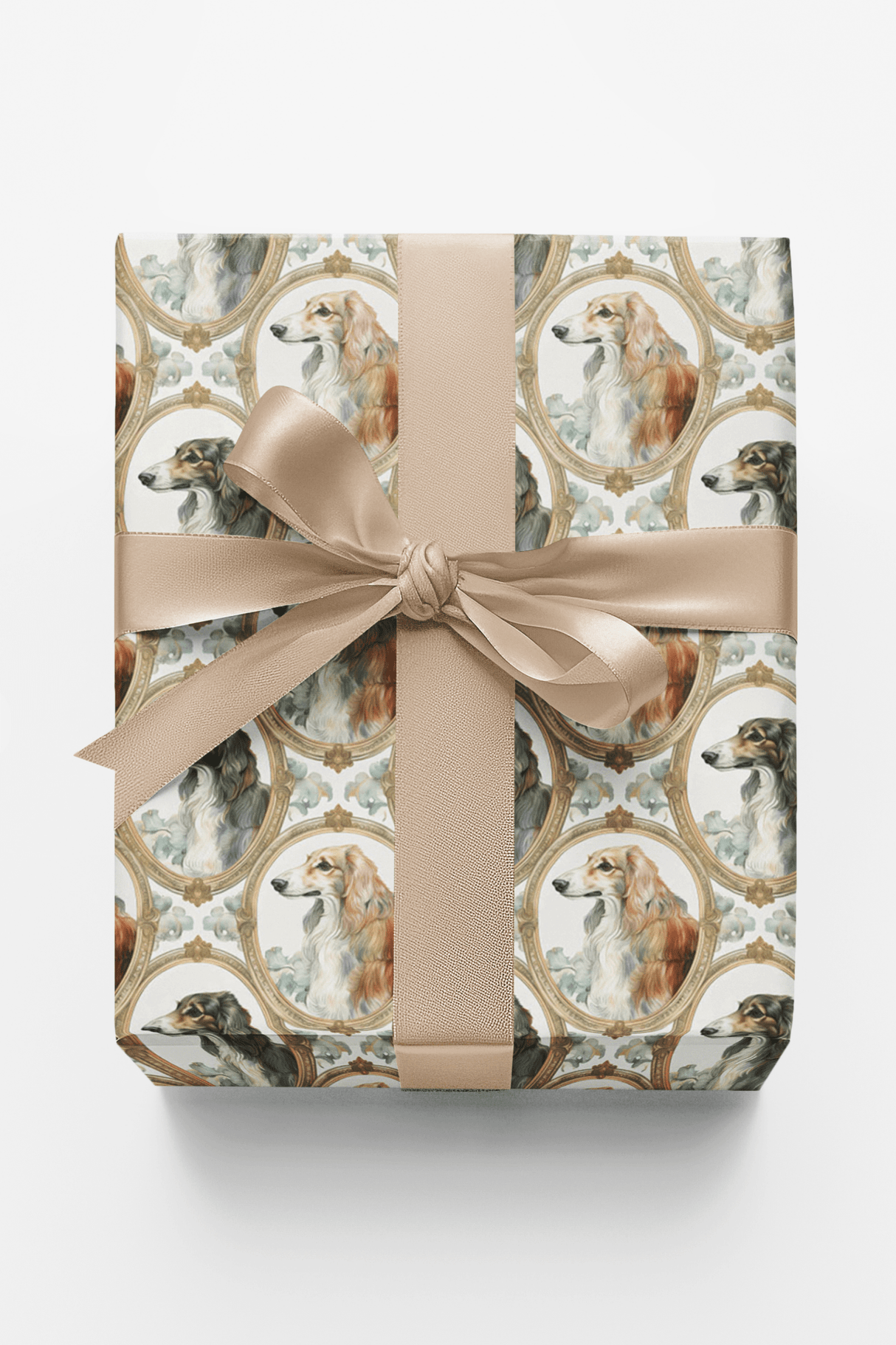 Imperial Borzoi Medallions Wrapping Paper - London Penny Gift Wrap