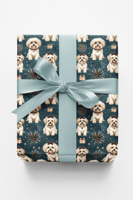 New Year’s Eve Maltese Wrapping Paper - London Penny Gift Wrap
