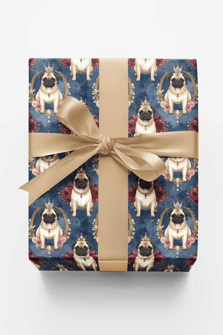 Regal Pug Celebration Wrapping Paper - London Penny Gift Wrap