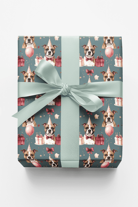 Birthday Staffy Celebration Wrapping Paper - London Penny Gift Wrap