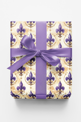 Purple Fleur-de-Lis Medallions Wrapping Paper