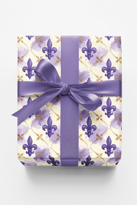 Ornamental Fleur-de-Lis Rows Wrapping Paper - London Penny Gift Wrap