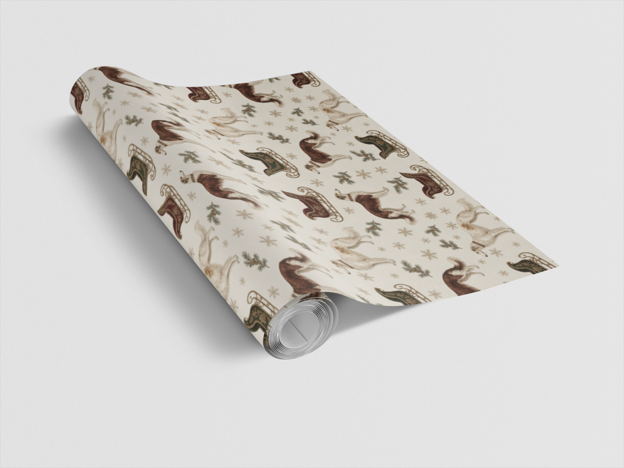 Winter Sled Borzoi Wrapping Paper