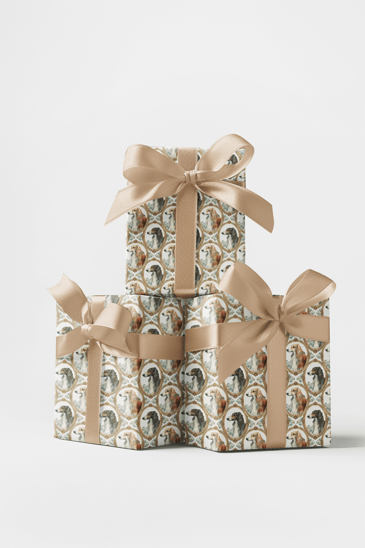 Imperial Borzoi Medallions Wrapping Paper - London Penny Gift Wrap