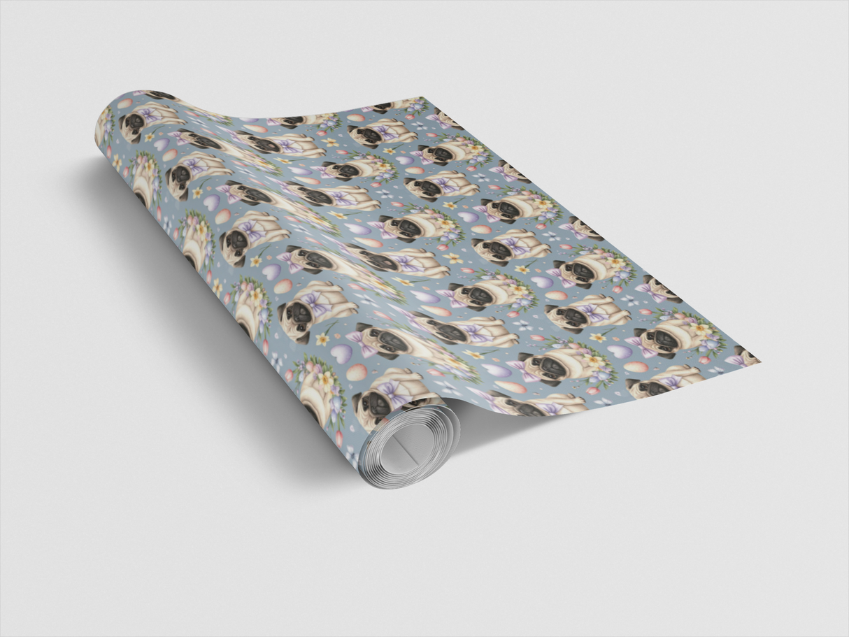 Pastel Easter Pugs Wrapping Paper