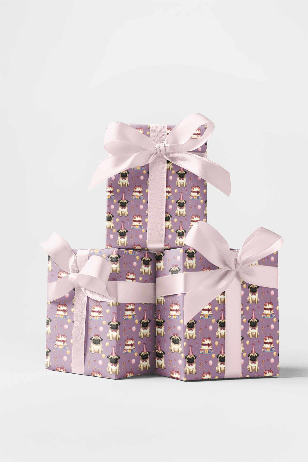 Elegant Birthday Pugs Wrapping Paper