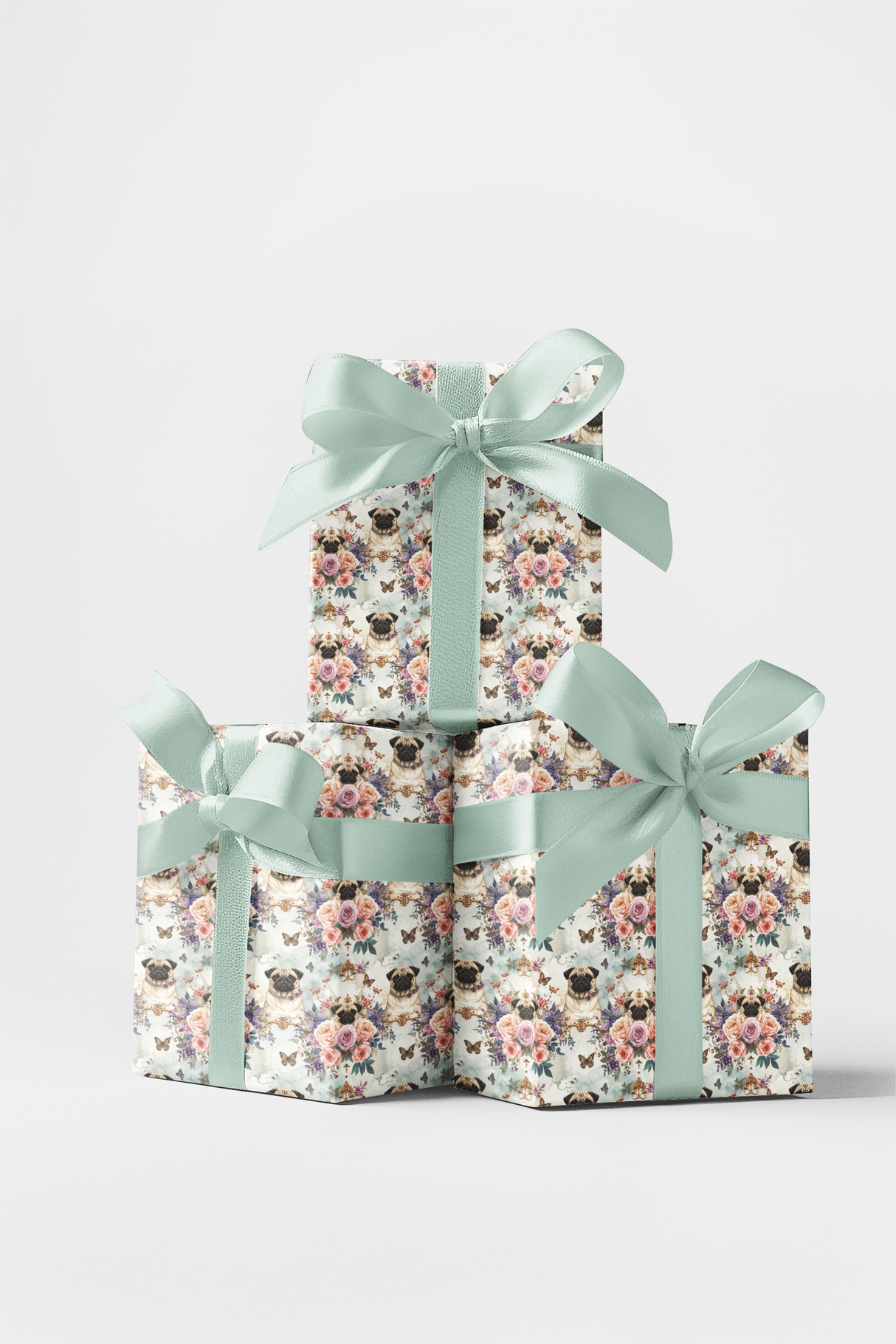 Pug Garden Party Wrapping Paper